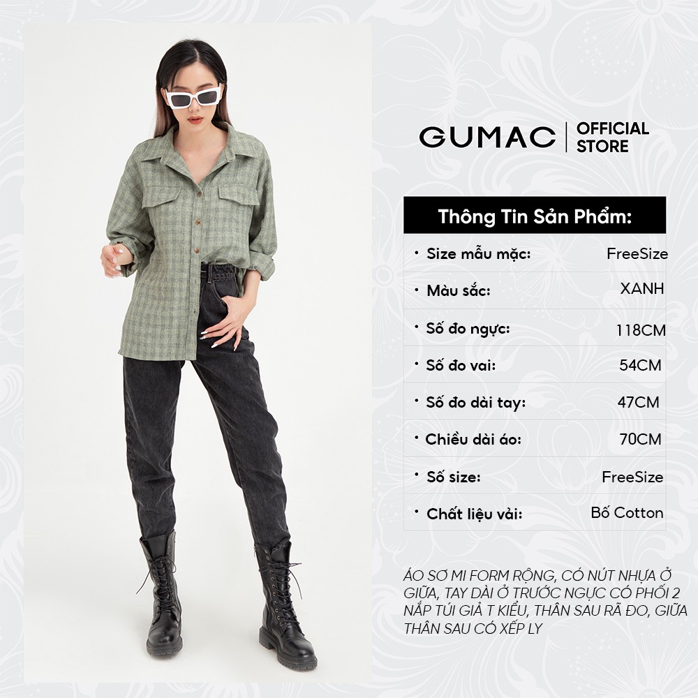 Áo sơ mi nữ phom rộng GUMAC đồ công sở thanh lịch AB421 | BigBuy360 - bigbuy360.vn