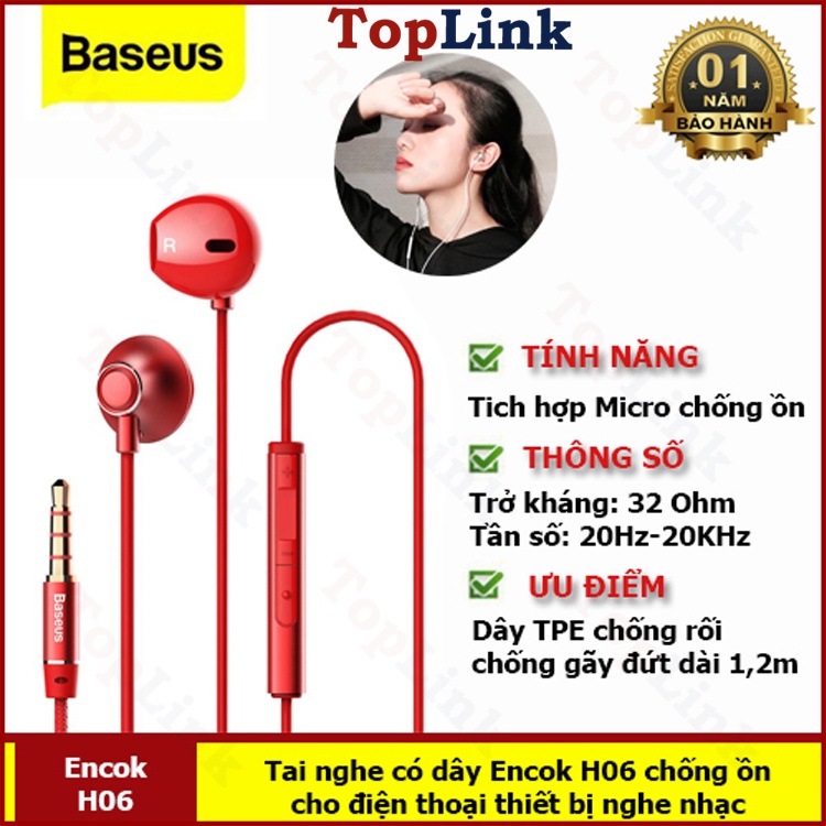Tai Nghe Nhét Tai Baseus H06 Cổng 3.5mm Cho Âm Thanh Sống Động - TopLink
