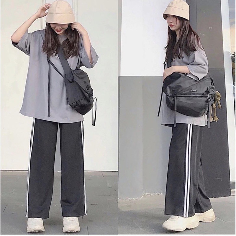 [ảnh thật] Quần cutlottes 3 sọc ống rộng Unisex cho nam nữ siêu hot dưới 65kg, quần loe thể thao nam nữ 3 sọc | BigBuy360 - bigbuy360.vn