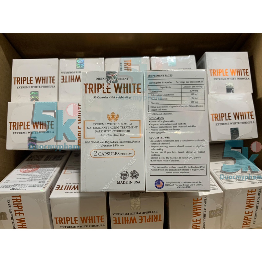 [Hàng Chính Hãng] Viên Uống Triple White - Viên Uống Trắng Da, Chống Nắng &amp; Giảm Thâm Nám Của Mỹ