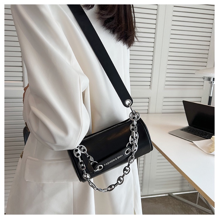 Túi đeo vai IELGY hình trụ phối dây xích thời trang cho nữ