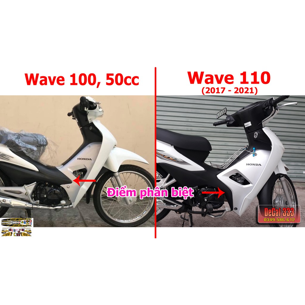 Tem Rời WAVE ALPHA 100 &amp; 50 cc - VÀNG ĐỒNG ĐEN - DÁN XE ĐEN 612137 (Tem chế 3 lớp cao cấp)