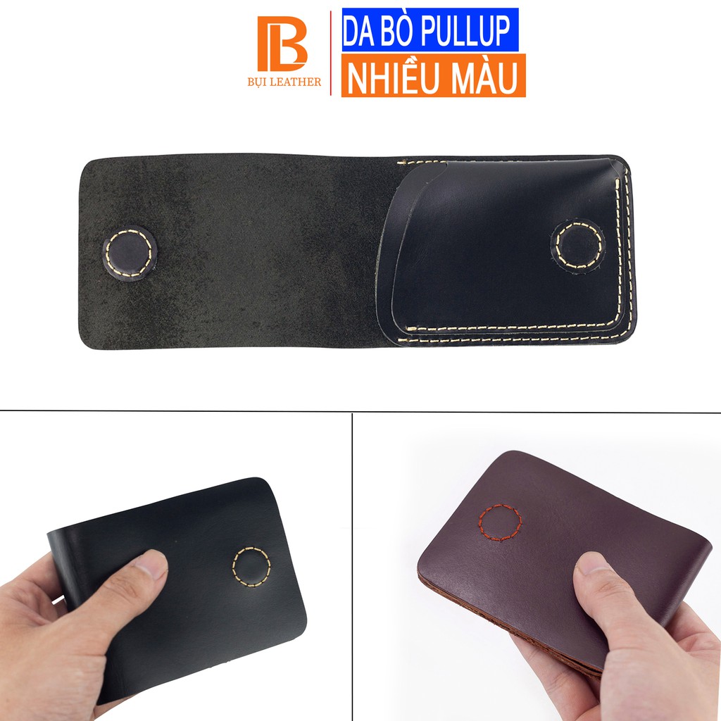 Ví đựng thẻ ví sen 3-da bò Pullup V122-Da thật-BH 12 tháng-Full hộp