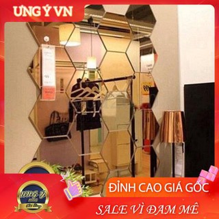 Gương dán tường 3D hình lục giác UNGY