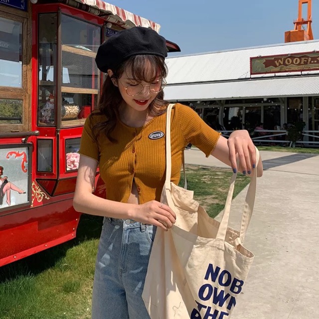 Áo croptop ulzzang chất thun gân
