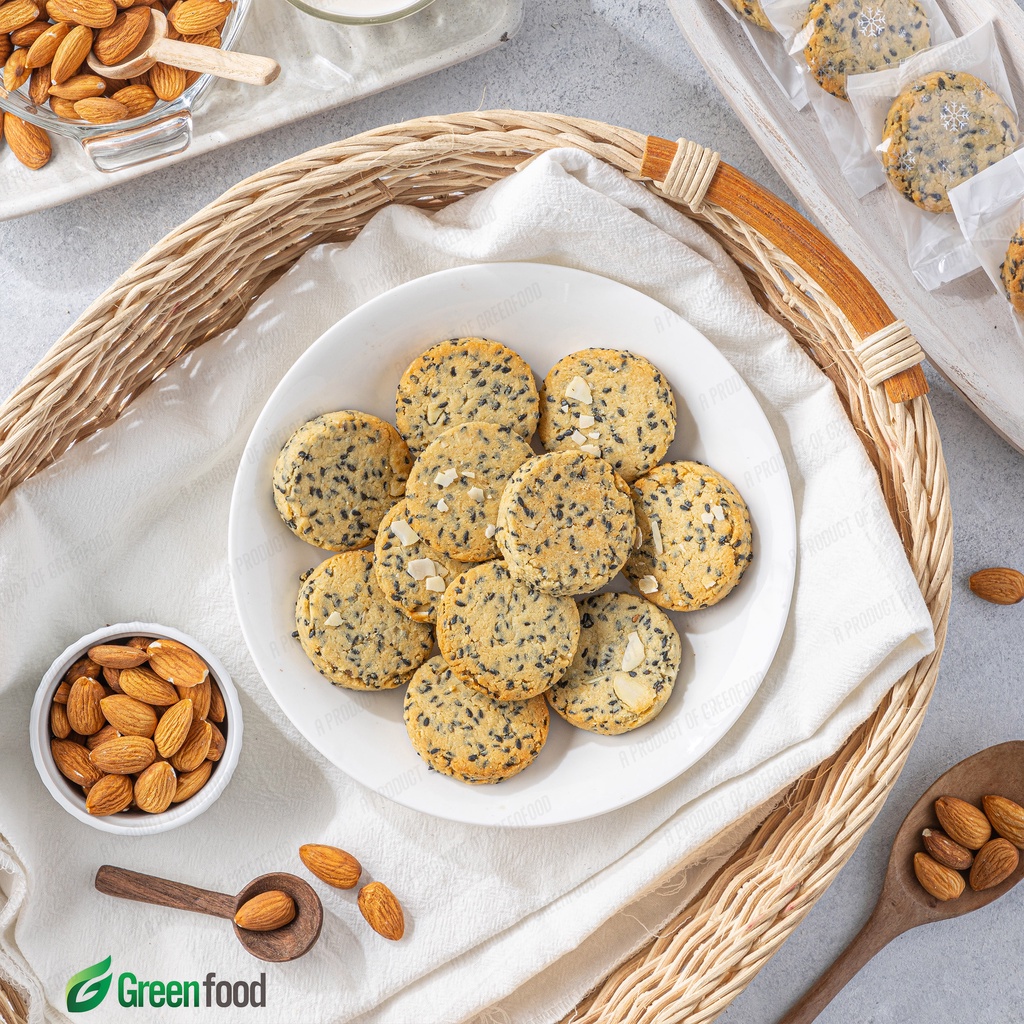 Bánh Hạnh Nhân 𝗔𝗹𝗺𝗼𝗻𝗱 Cookie Greenfood-Bánh ăn kiêng giảm cân KHÔNG ĐƯỜNG