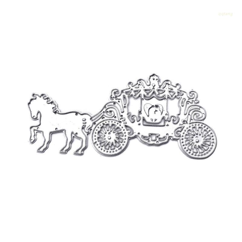 QQ Khuôn Cắt Giấy Kim Loại Hình Xe Ngựa Xinh Xắn