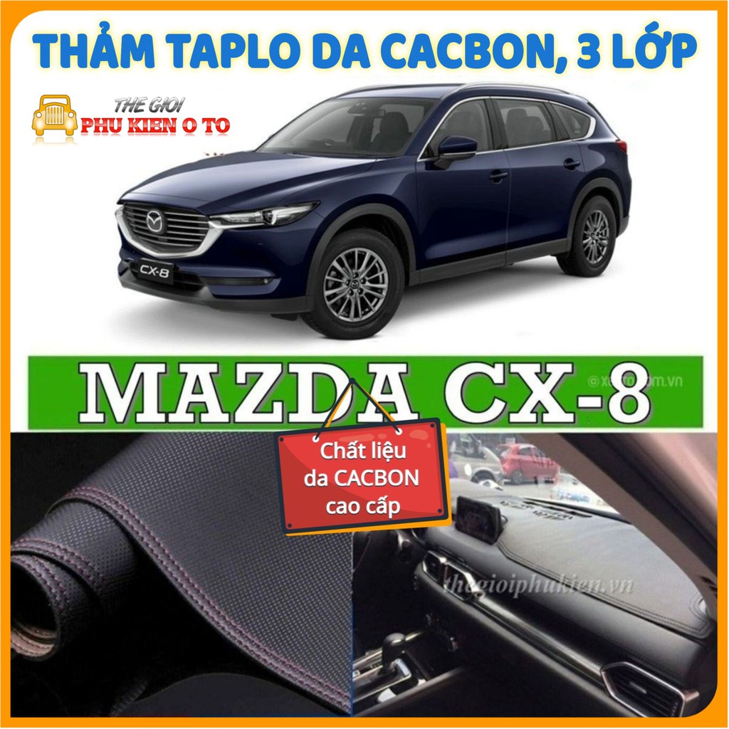 Thảm taplo Mazda CX8 2020 - 2021 da Cacbon cao cấp, chống nóng ô tô hiệu quả