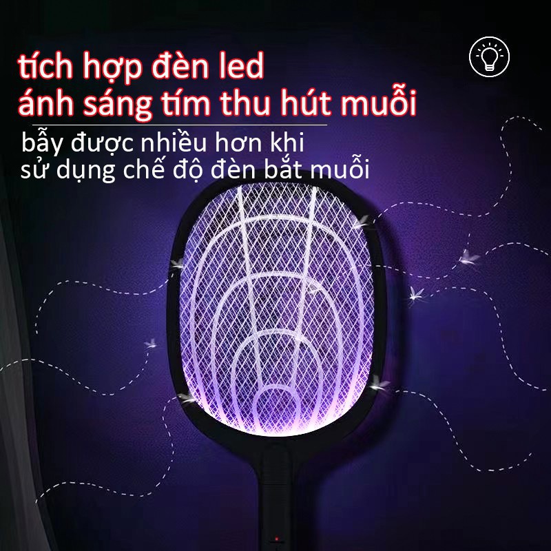 Vợt Muỗi Kiêm Đèn Bắt Muỗi Đa Năng Tích Điện 2 Trong 1- Bh 12T