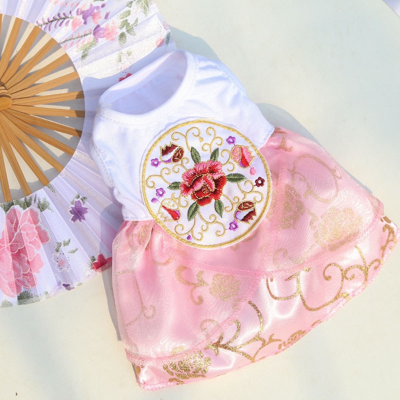 Váy Cotton Thoáng Khí Thoải Mái Thêu Họa Tiết Phong Cách Trung Hoa Thời Trang Xuân Hè Cho Thú Cưng