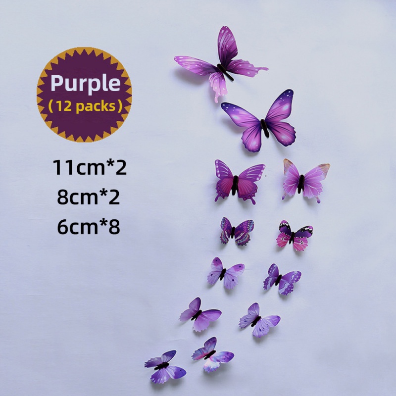 Set 12 miếng dán tường ANKNDO hình bướm 3D nhiều màu sắc độc đáo