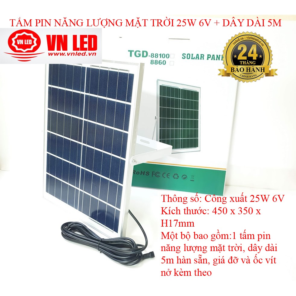 TẤM PIN NĂNG LƯỢNG MẶT TRỜI 15W, 18W, 20W, 25W, 30W, 40W, 50W,60W, 6V