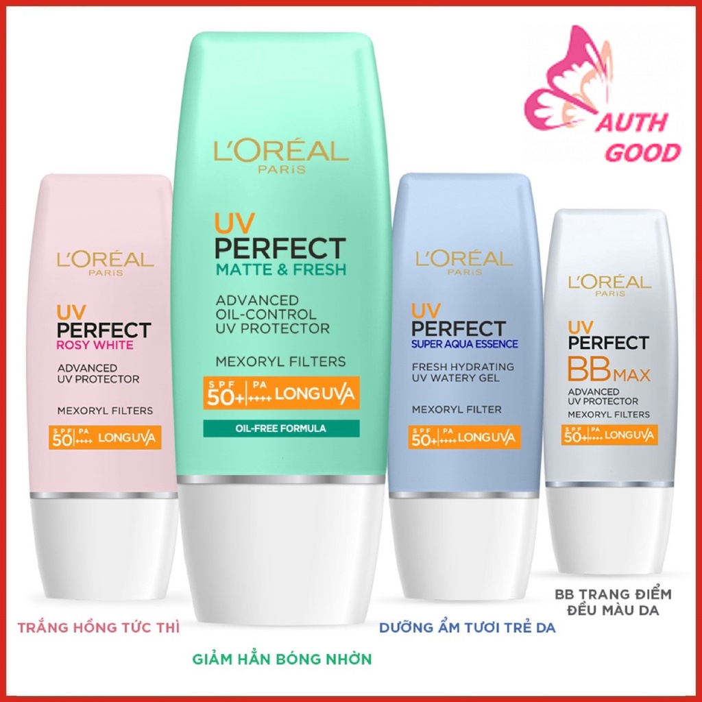 Kem Chống Nắng ❤️ FREESHIP ❤️ Chống Nắng Loreal UV Perfect SPF50PA+++ Đủ Màu 30ml