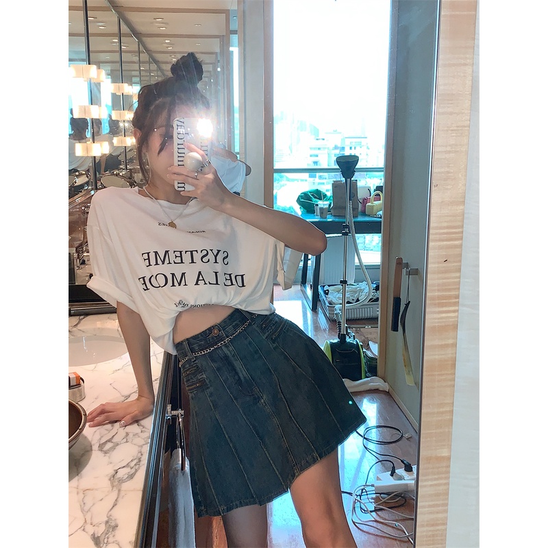Chân váy jean Xếp Ly Dáng Ôm Thời Trang Hàn Quốc Cho Nữ