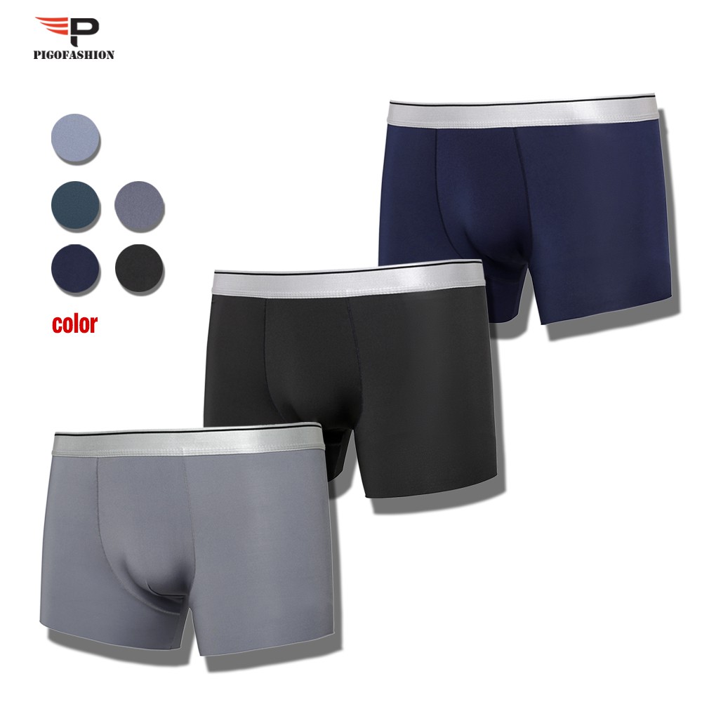 Bộ 3 quần lót boxer nam lưng thun dáng quần không đường lai QLBX02 PigoFashion giao màu ngẫu nhiên