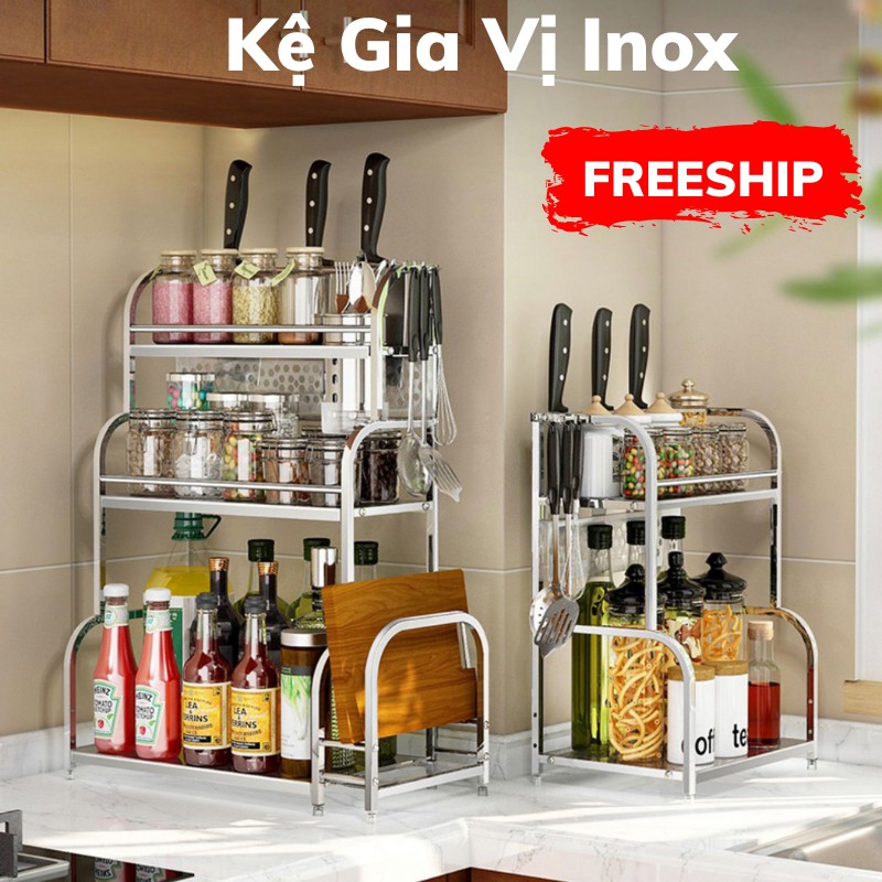Kệ Gia Vị, Kệ Nhà Bếp Bằng Inox 2 Tầng, 3 Tầng Tiện Dụng | BigBuy360 - bigbuy360.vn