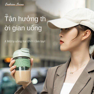 Cốc uống đôi, cốc nước, cốc rơm nữ, công suất lớn, thủy tinh, sinh viên di động, phiên bản Hàn Quốc của sữa cốc dễ thươn