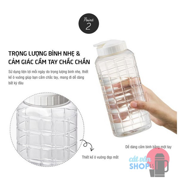 Bình đựng nước nhựa Lock&amp;Lock Chess Water Bottle 1.0L/1.5L Nắp màu trắng HAP810 HAP812