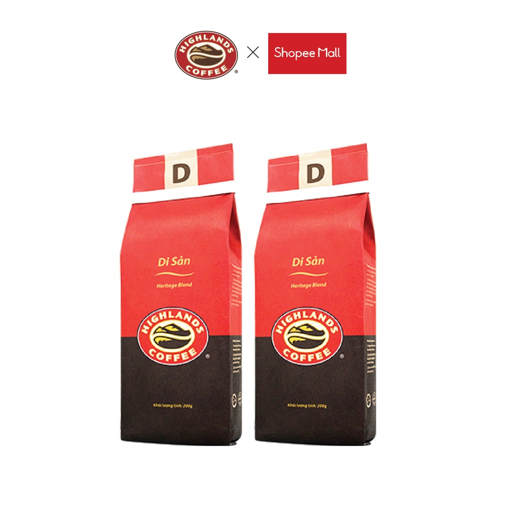 Combo 2 gói Cà phê rang xay Di sản Highlands Coffee 200g/gói