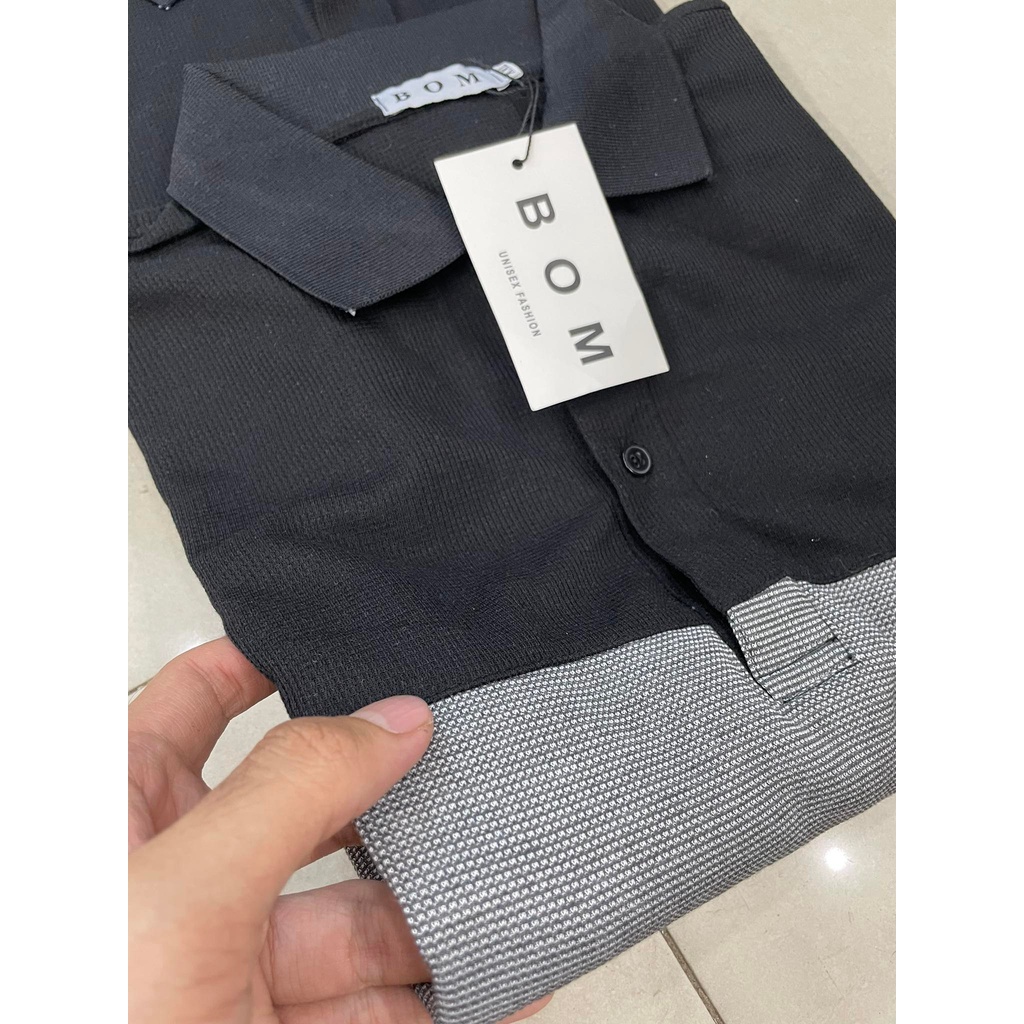 ÁO THUN POLO NAM CỔ BẺ PHỐI NGỰC VẢI TỔ ONG COTTON CAO CẤP