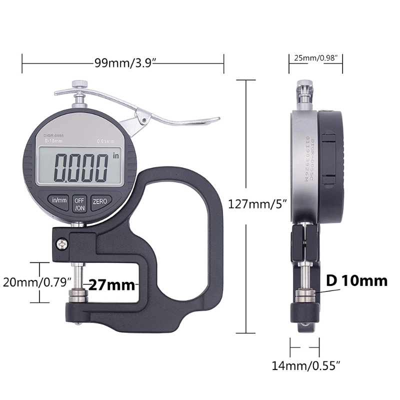 Đồng Hồ Đo Độ Dày Điện Tử DTGR-0055 0-0.4 inch / 10mm