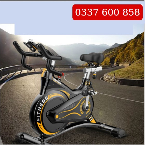 Xe đạp tập thể dục Fitness, bánh đà kháng từ, kèm đồng hồ đo nhịp tim
