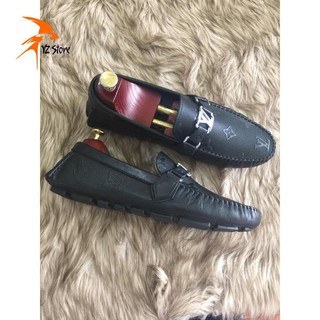 Giày lười in hoa da bò 100%