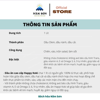 Dầu ăn cao cấp Happi Koki chai 1 lít