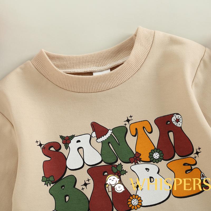 Áo Liền Quần Dài Tay Có Nút In Chữ Ông Già Noel Cho Bé 0-24 Tháng Tuổi