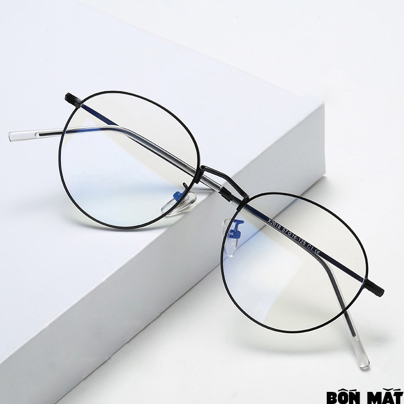 Gọng Kính Cận Kim Loại Tròn X2021 Nam Nữ (Tặng Hộp Khăn)
