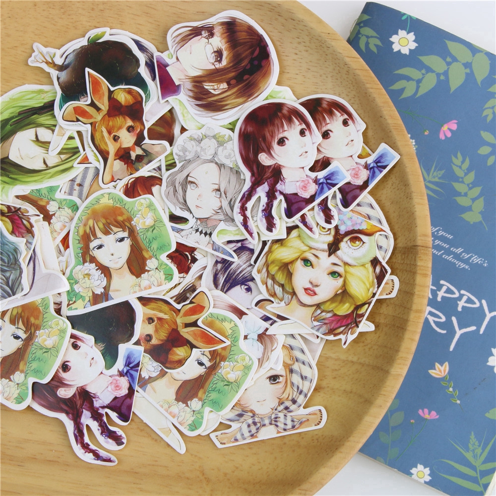Set 45 sticker giấy dán xinh xắn dễ thương dùng để trang trí