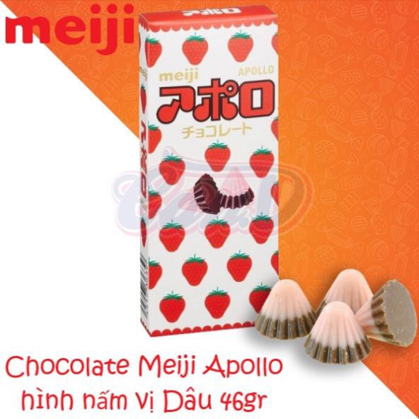 Chocolate Meiji Apollo hình nấm vị Dâu 46gr