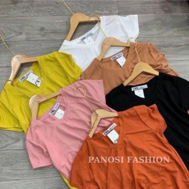 Áo phông giấy áo GAP trơn cổ tim chất thun giấy mỏng nhẹ thoáng mát - Mã A25