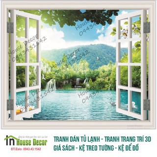 Tranh dán tường 3D cửa sổ, Tranh Dán Tường 3d Phòng Khách, phòng ngủ hiện đại (kích thước theo yêu cầu) - CS1