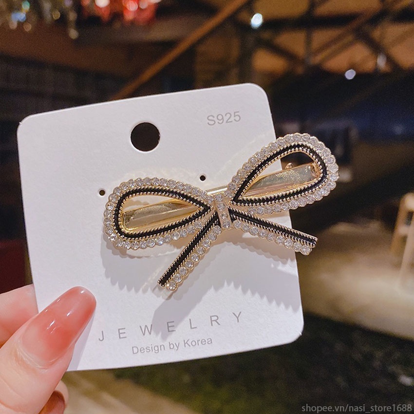 Kẹp tóc nữ chất liệu hợp kim cao cấp bền đẹp - kẹp tóc mái mẫu đẹp đính cườm sang trọng - NASI Store