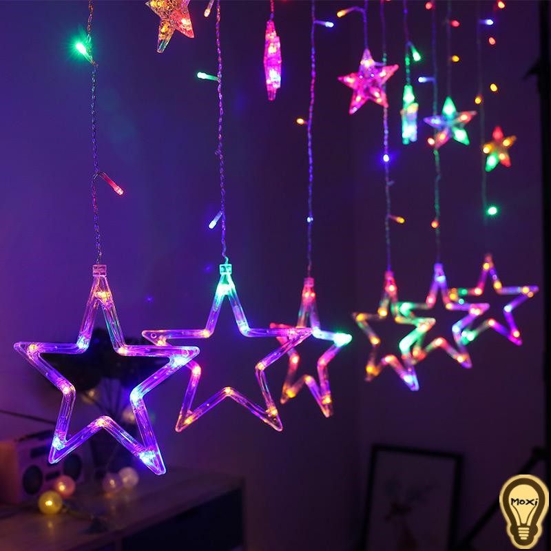 Dây đèn LED chuỗi thả mành hình sao nhãn hiệu MOXI dùng trang trí Lễ Tết. | BigBuy360 - bigbuy360.vn