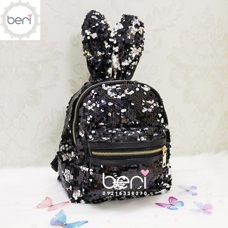 Balo thỏ sequin lấp lánh BERI (đen) - BALO004