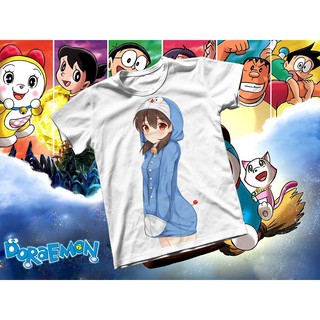 Áo thun Cotton Unisex - Anime - Doraemon - Cosplay girl Doraemon