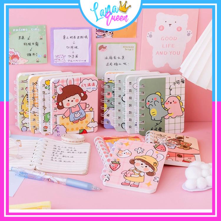 SỔ LÒ XO A7, SỔ TAY MINI NHIỀU HÌNH DỄ THƯƠNG - LANA QUEEN
