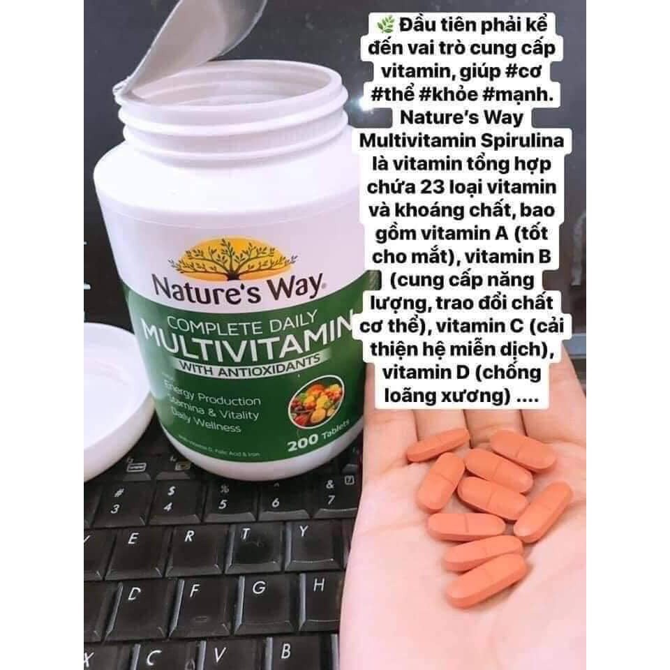 Viên Uống Vitamin Tổng Hợp Và Tảo Biển Nature’s Way Complete Daily Multivitamin Của Úc 200 Viên Hàng bay Air - Đủ Bill