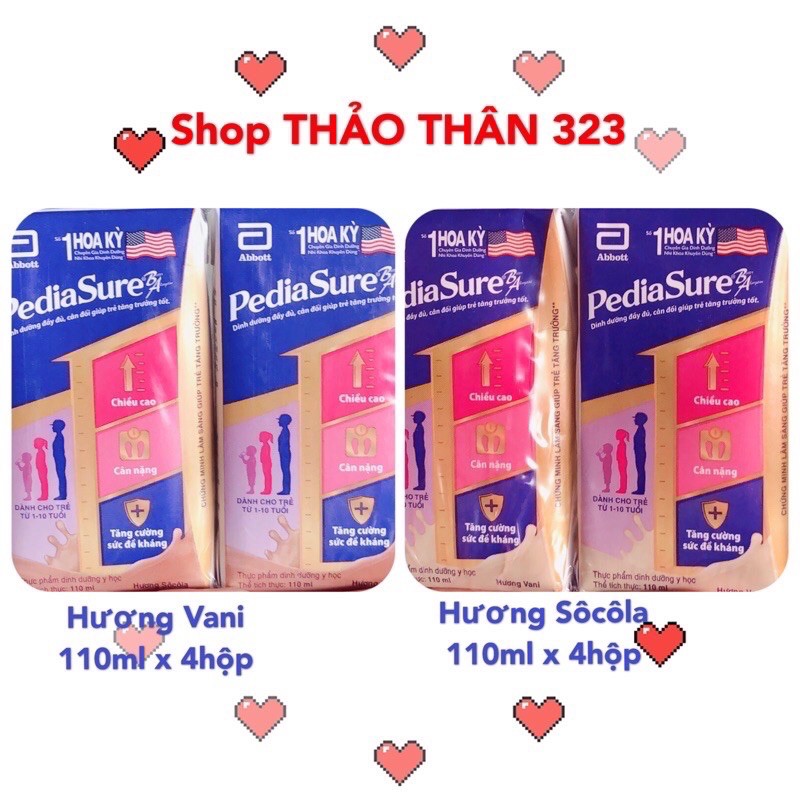 Date T04/2022- Thùng 48hộp Sữa PediaSure Dinh Dưỡng Đầy Đủ Cân Đối Hương Vani, Hương Socola