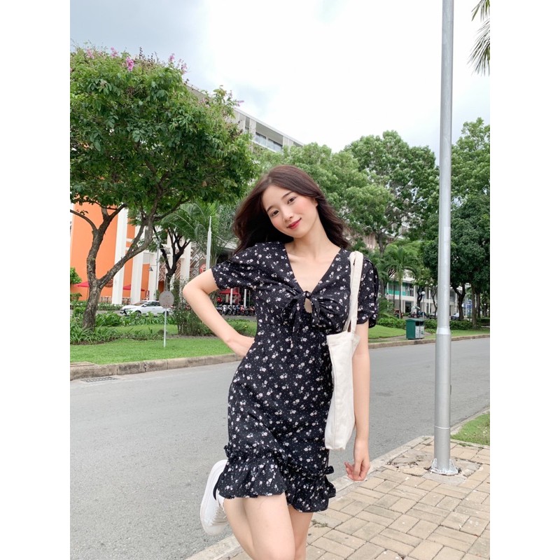 [Mã SKAMA06 giảm 8% tối đa 50K đơn 250K] Đầm SALIN - cổ V nơ phối | BigBuy360 - bigbuy360.vn