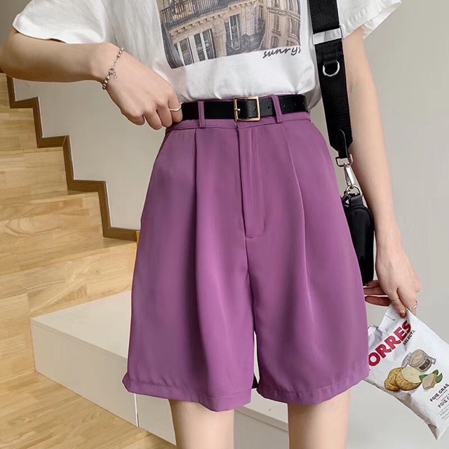 Quần short lửng ống rộng KH016, quần sooc ngố dáng chữ a cạp cao ống rộng cho nữ | BigBuy360 - bigbuy360.vn