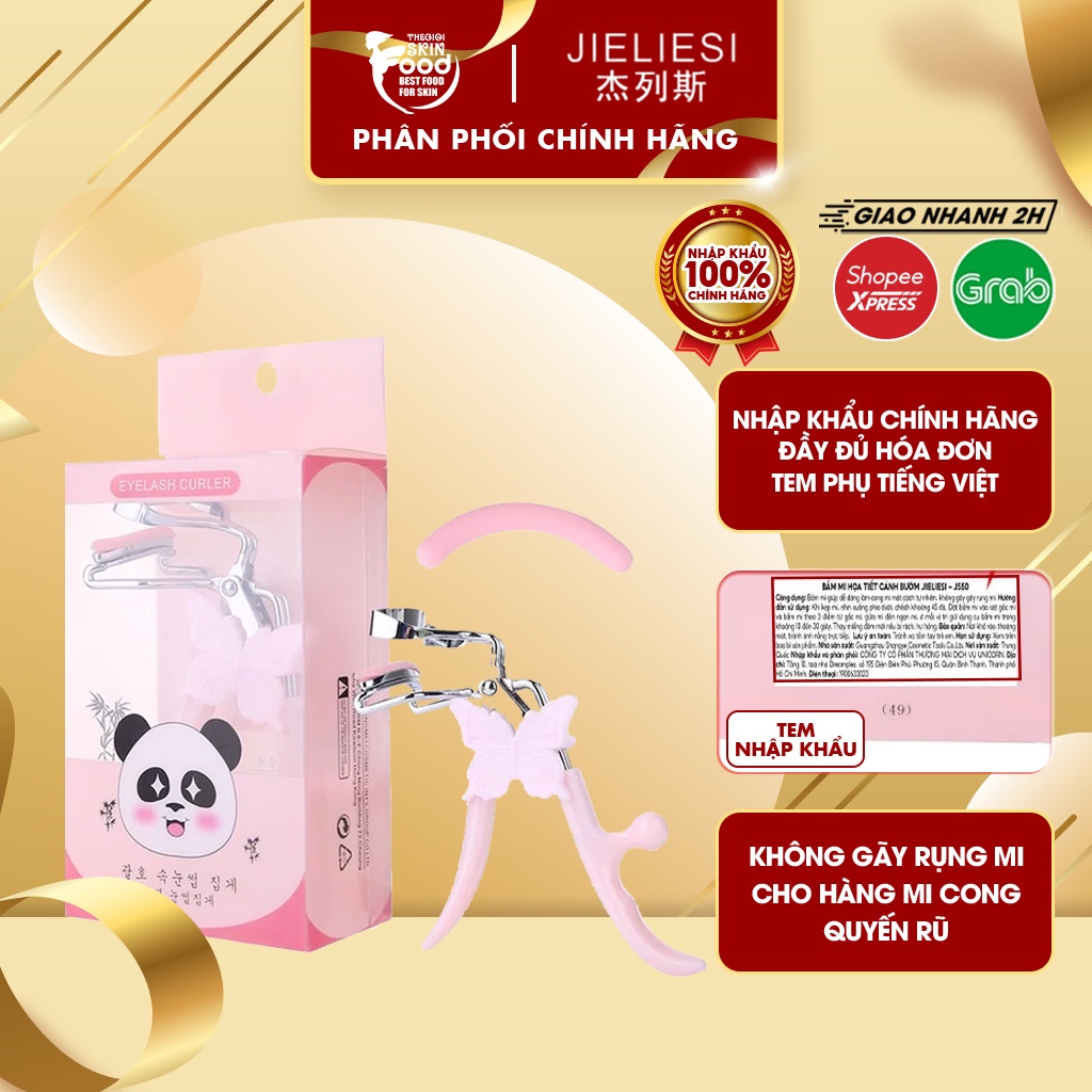 [HÀNG NHẬP KHẨU] Kẹp Bấm Mi Màu Hồng Họa Tiết Xinh Xắn Jieliesi J550