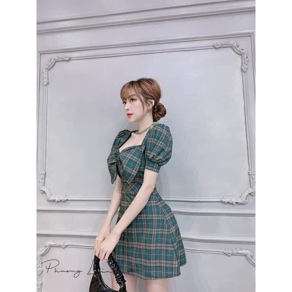 🎀VÁY KẺ XANH NƠ SIÊU XINH CHO CÁC NÀNG THƠ LÀM MỚI TỦ ĐỒ 🌻