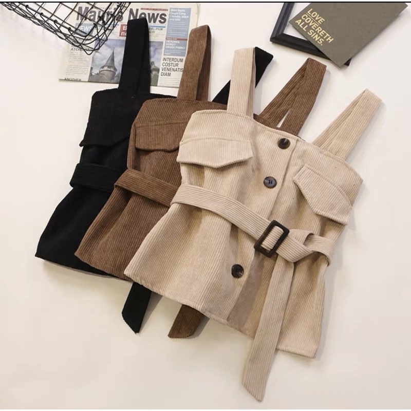 Áo hai dây nhung tăm kèm tai - Áo bánh bèo nữ tính Hàng QCCC