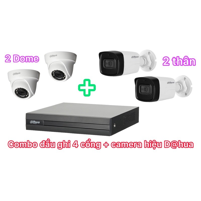 Trọn bộ camera dahua dh-hac-b1a21p + t1a21p + đầu ghi 4 cổng dh-xvr1a04