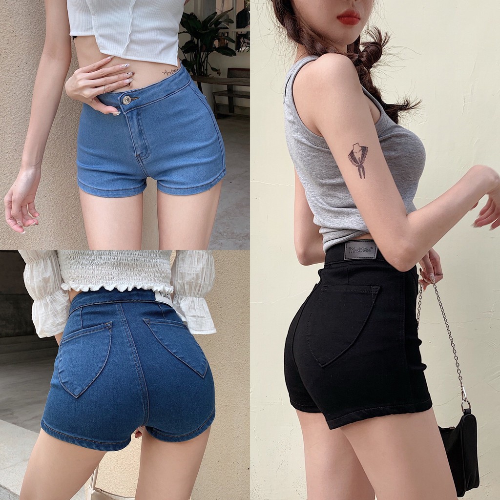 Quần short jean nữ lưng cao King168 , quần short nữ cao cấp SQ06