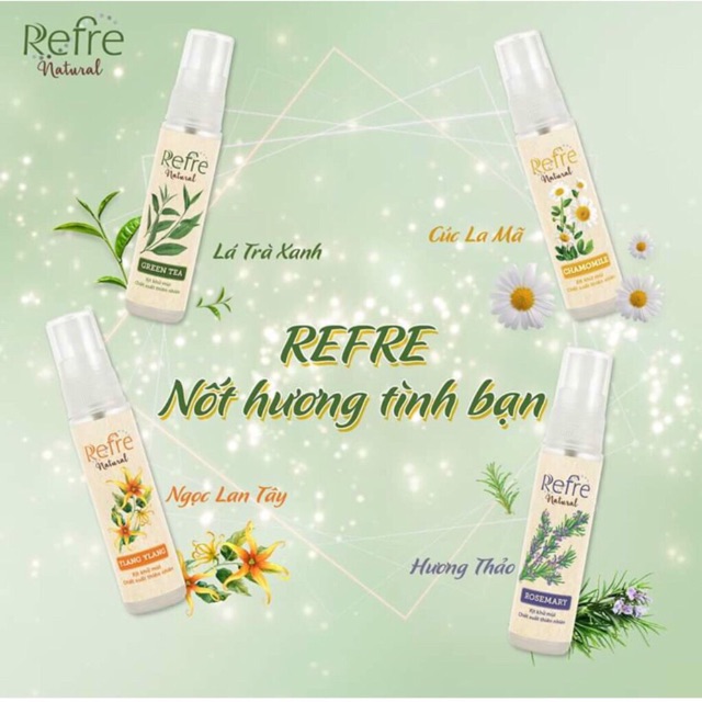 Xịt khử mùi Refre Natural hương nước hoa refre 6ml hương trà xanh (green tea) hoặc hương sang trọng (deluxe) | BigBuy360 - bigbuy360.vn