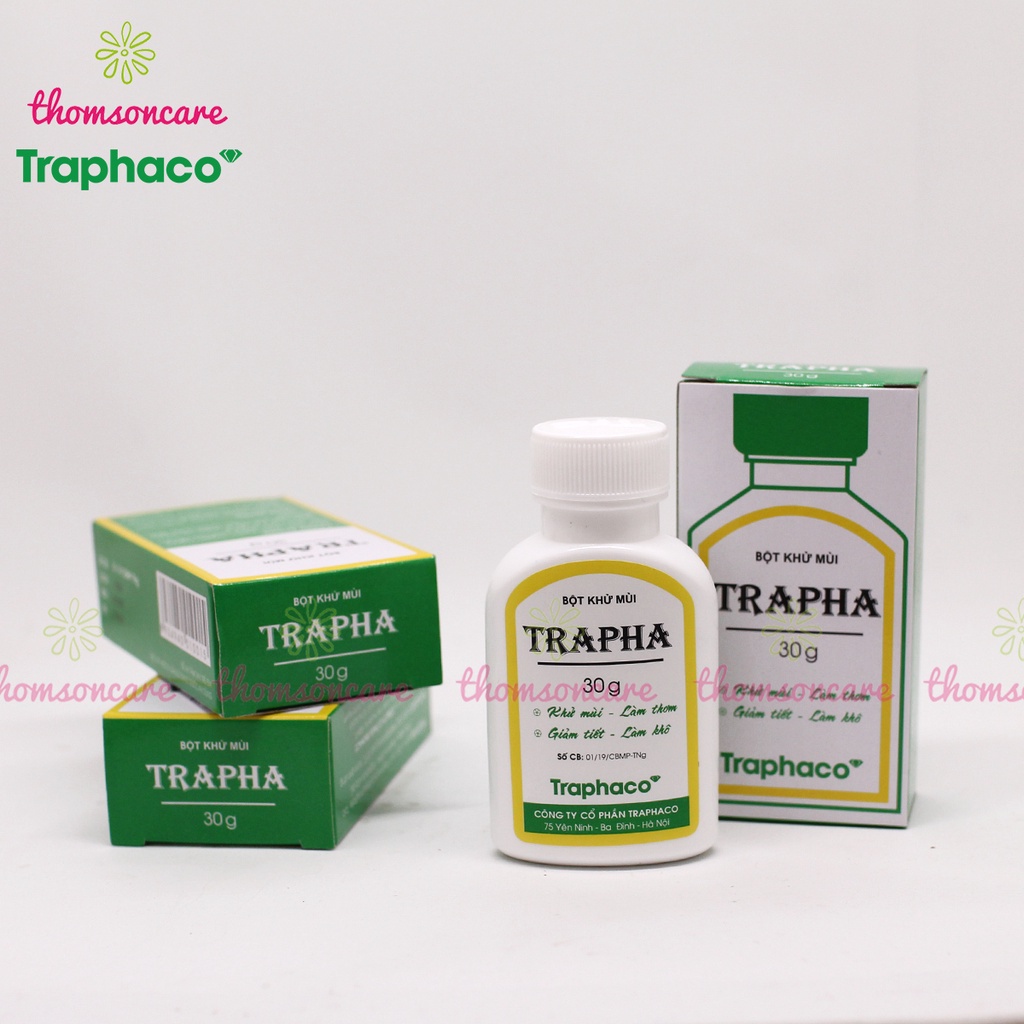 Khử mùi hôi chân, hôi nách Trapha 30g - dạng bột giúp hết mùi giày, giảm tiết mồ hôi - Traphaco